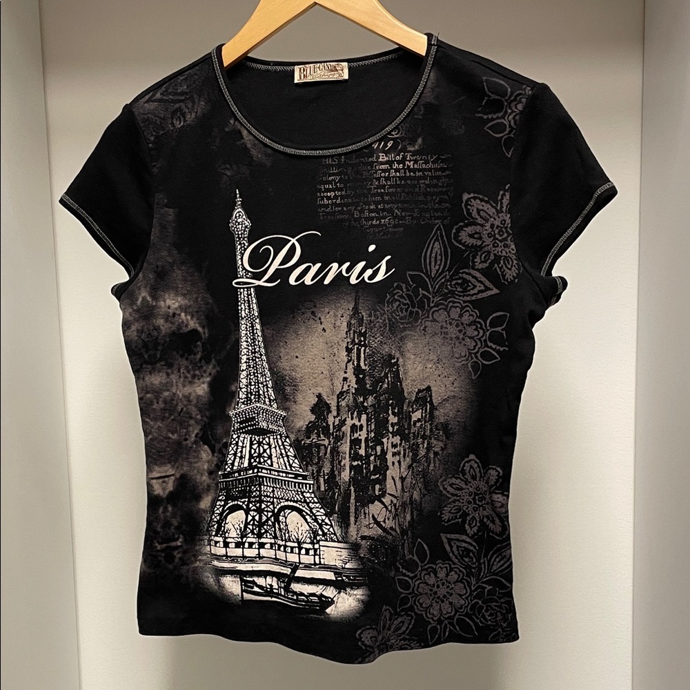 Elegant Black Paris Graphic Tee 100% Cotton